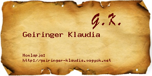 Geiringer Klaudia névjegykártya